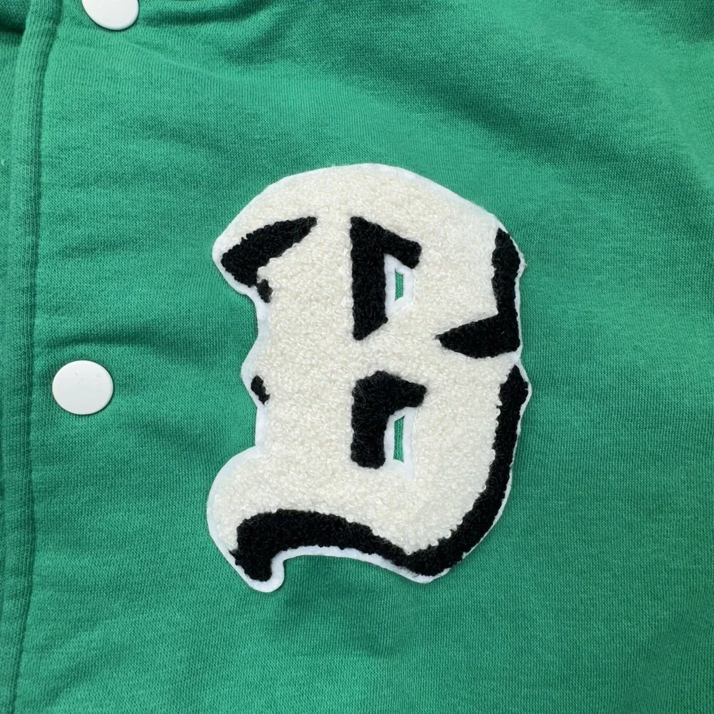 H&M Boston MA Varsity Baseball Snap Jacket‎ Green and White Boys 12/14 - Picture 5 of 10